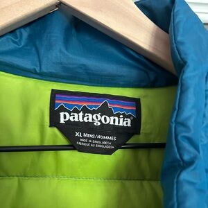 Patagonia Down Sweater Puffer Jacket in Teal and Lime